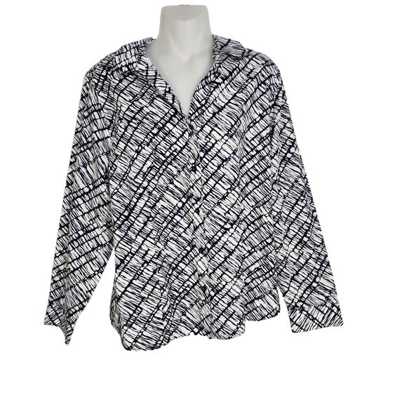 Chico's Womens Top Size 2 Large Wrinkle Resistant Button Long Sleeve 100% Cotton - Picture 1 of 12